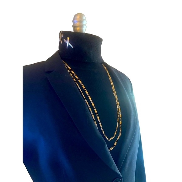 Vintage Napier Textured Or Brushed Gold Tone Necklace Chain Paperclip Style 30" - Picture 5 of 11